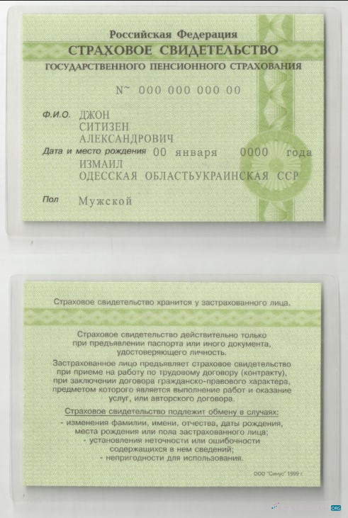 Russia Certificate of Insurance (COI) Cтроховое свидетельство easy to fill template in PSD format